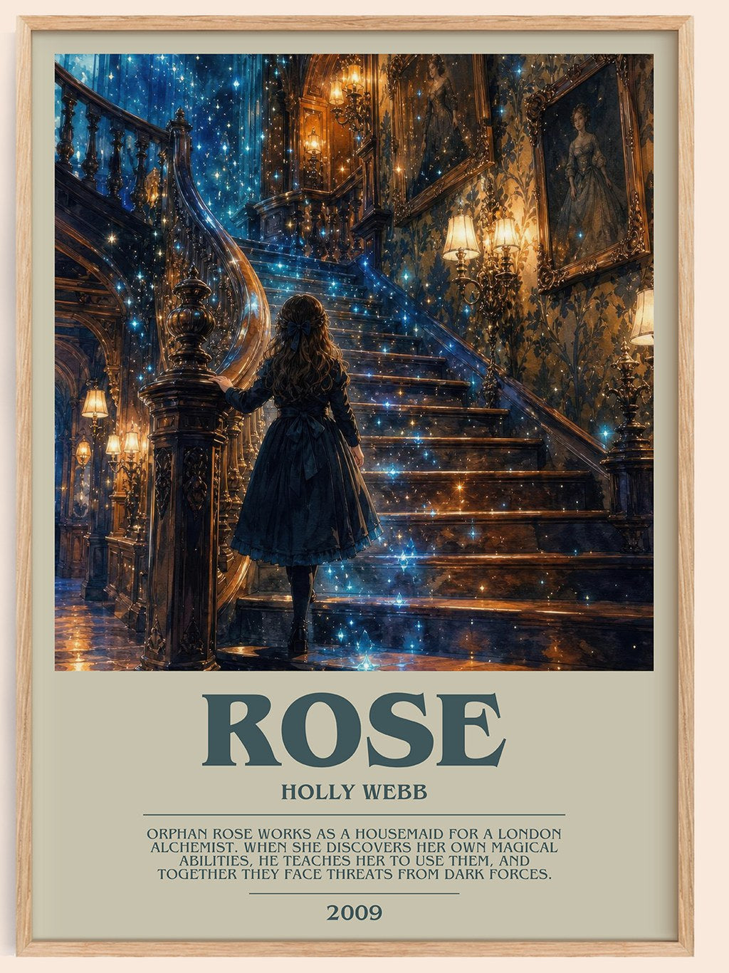 Rose bookish book poster by Holly Webb – framed literary art print