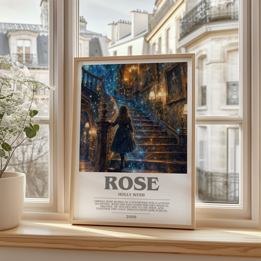 Rose bookish poster colour and style options – Holly Webb book art