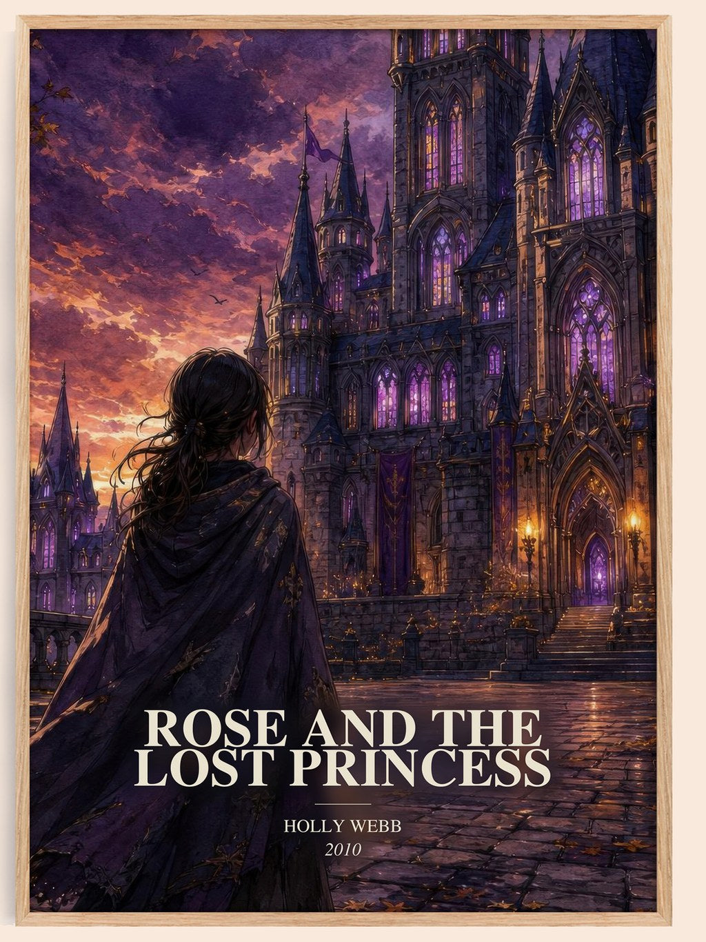 Rose And The Lost Princess watercolour book poster by Holly Webb – framed literary art print