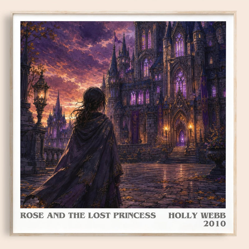 Rose And The Lost Princess literary book poster by Holly Webb – framed literary art print
