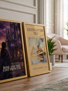 Rose And The Lost Princess watercolour print framed by window – literary home decor