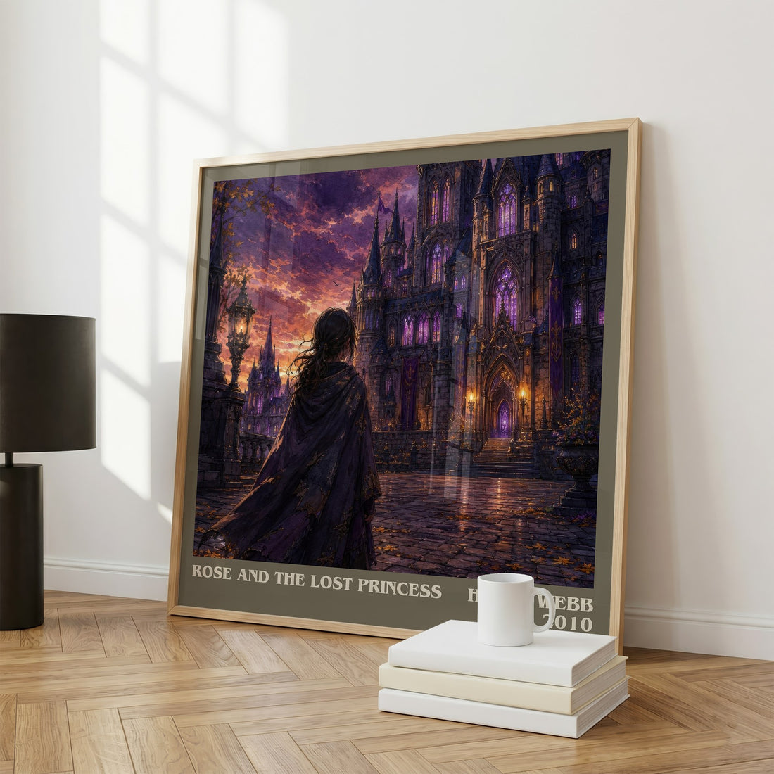 Rose And The Lost Princess literary print framed by window – literary home decor