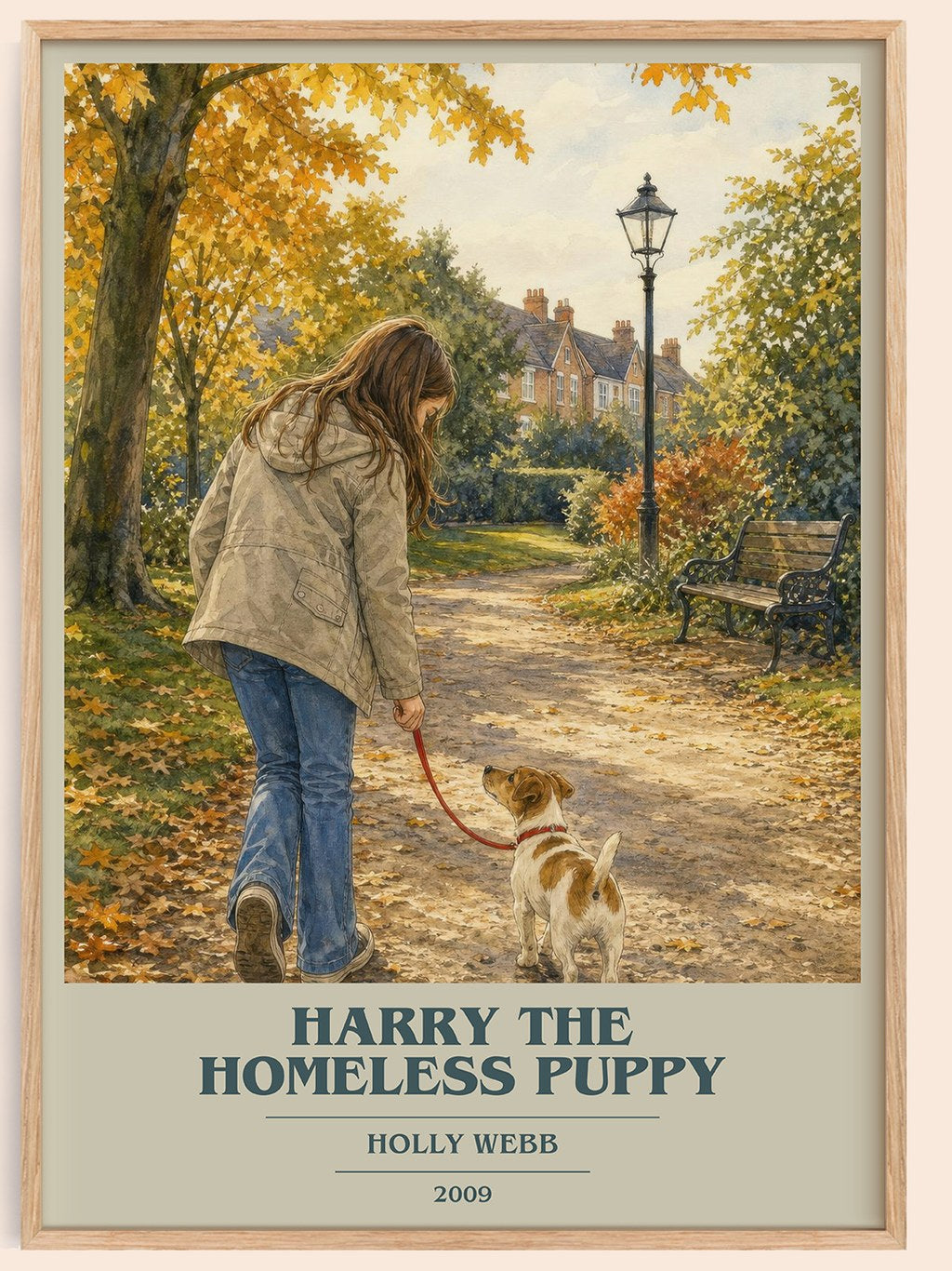 Harry the Homeless Puppy book cover book poster by Holly Webb – framed literary art print