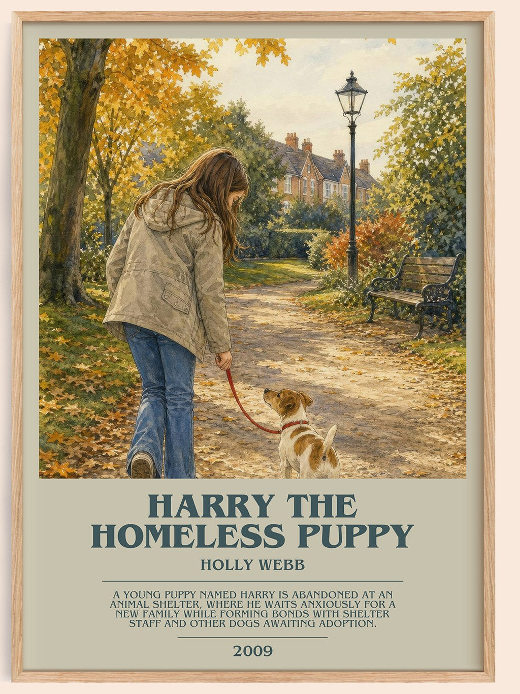Harry the Homeless Puppy bookish book poster by Holly Webb – framed literary art print