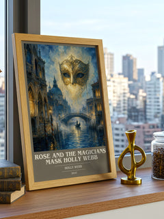 Rose and the Magicians Mask Holly Webb book cover print framed by window – literary home decor