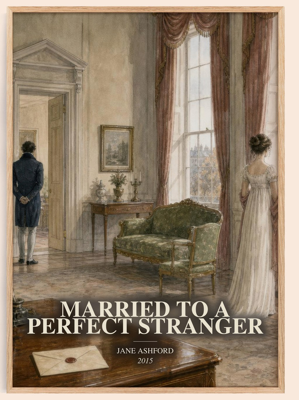Married to a Perfect Stranger watercolour book poster by Jane Ashford – framed literary art print