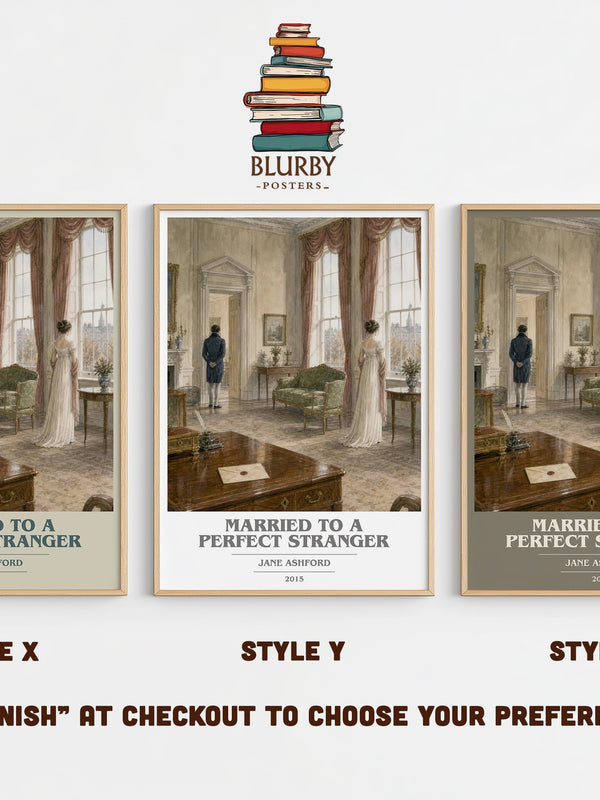 Married to a Perfect Stranger book cover print in frame leaning in hallway – romance wall art