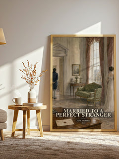 Married to a Perfect Stranger watercolour print in frame leaning in hallway – romance wall art