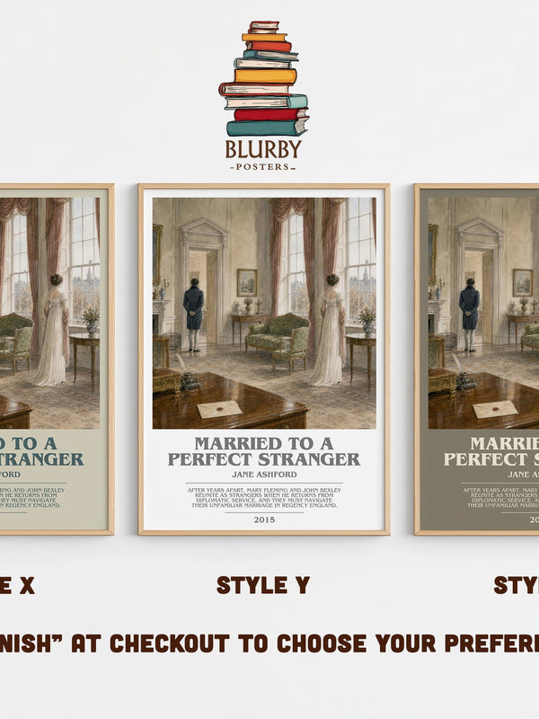 Married to a Perfect Stranger bookish print in frame leaning in hallway – romance wall art