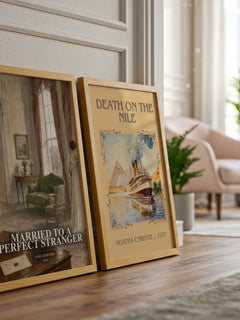 Married to a Perfect Stranger watercolour print framed by window – literary home decor