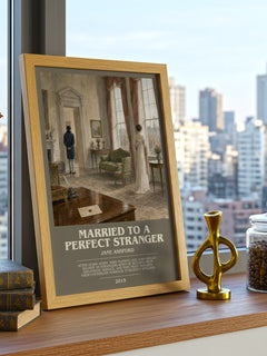 Married to a Perfect Stranger bookish print framed by window – literary home decor
