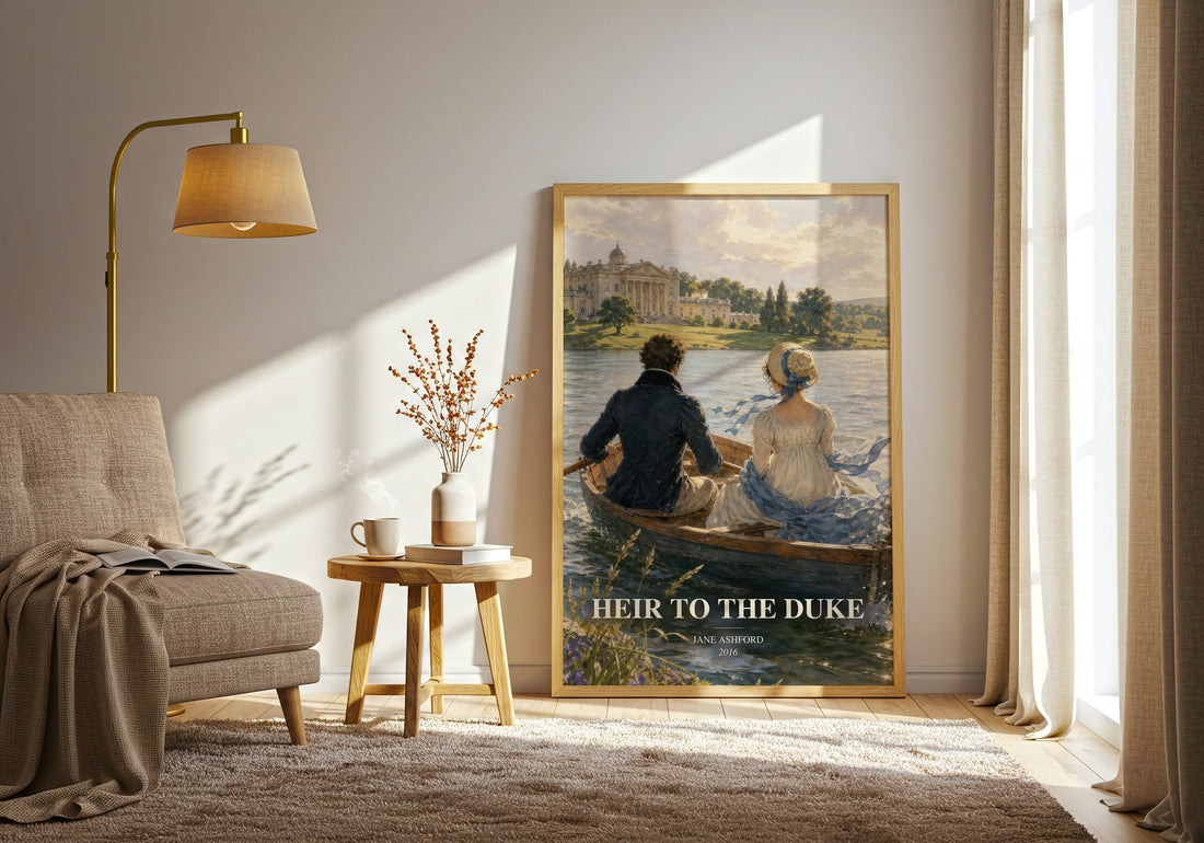 Heir to the Duke watercolour print in frame leaning in hallway – romance wall art
