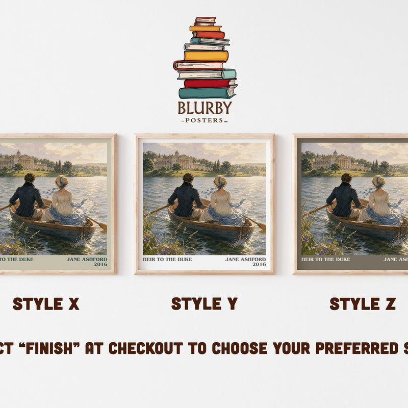 Heir to the Duke literary print in frame leaning in hallway – romance wall art