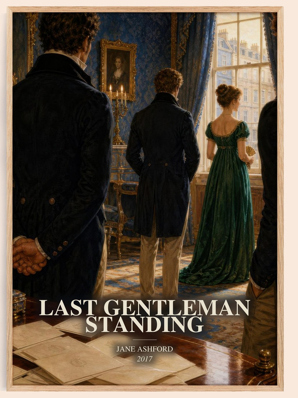Last Gentleman Standing watercolour book poster by Jane Ashford – framed literary art print