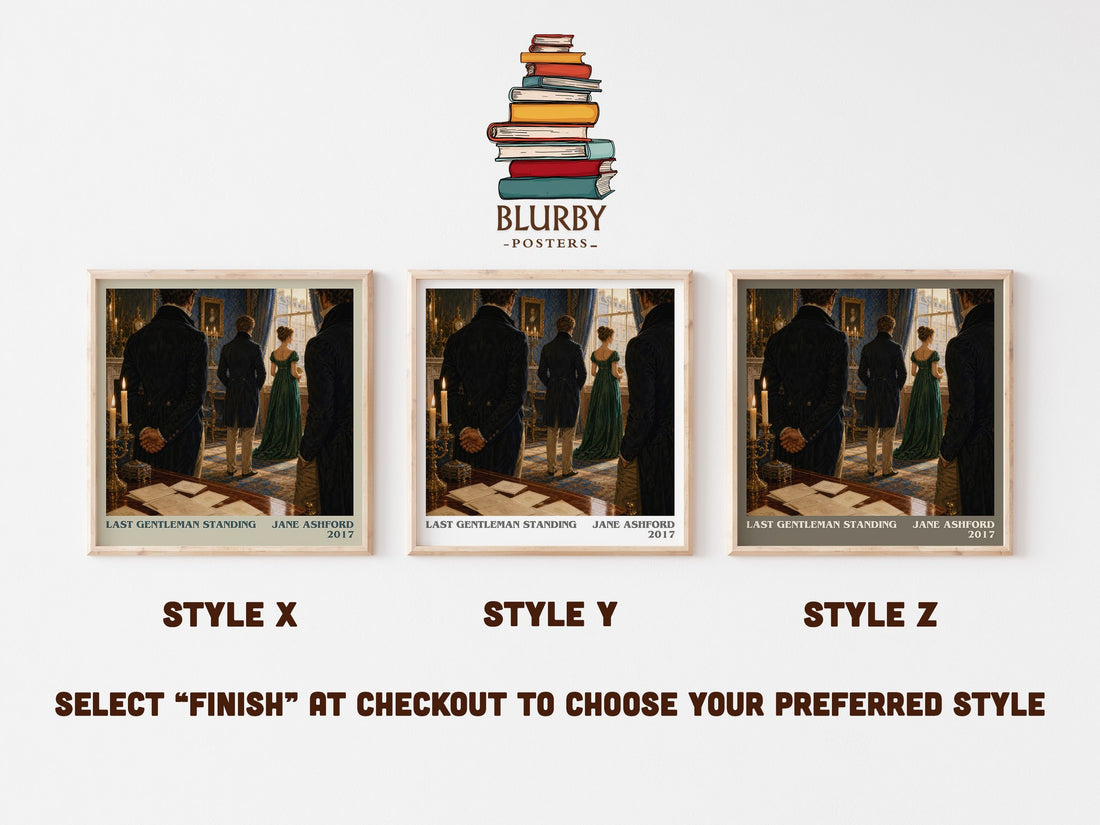 Last Gentleman Standing literary print in frame leaning in hallway – romance wall art (mockup)