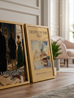 Last Gentleman Standing watercolour print framed by window – literary home decor
