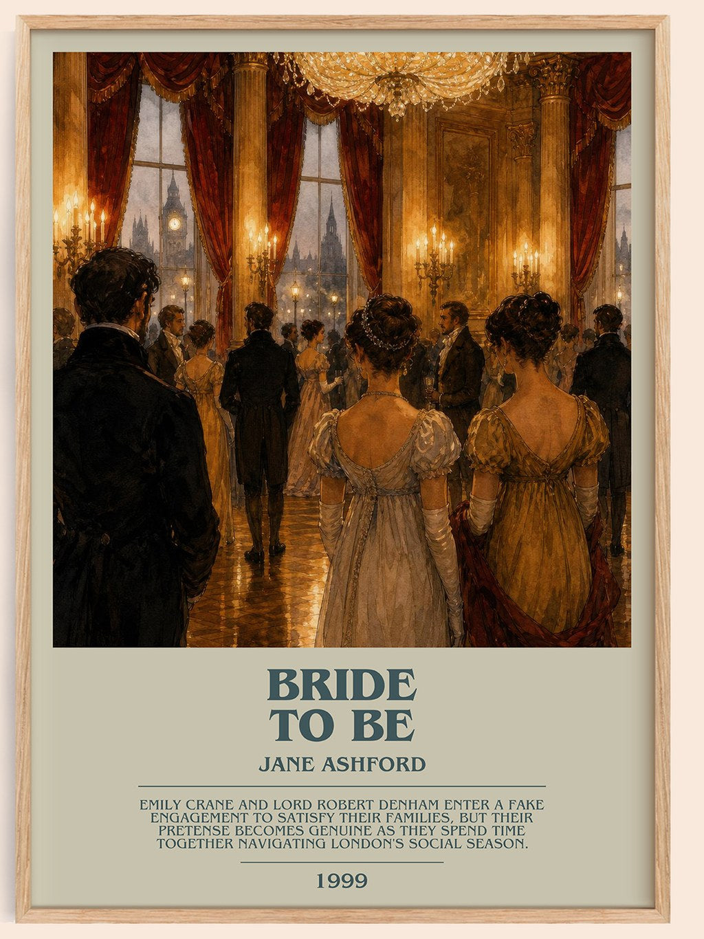 Bride to Be bookish book poster by Jane Ashford – framed literary art print
