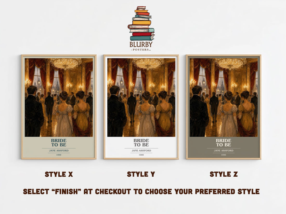 Bride to Be book cover print in frame leaning in hallway – romance wall art (mockup)