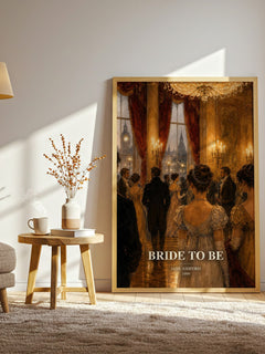 Bride to Be watercolour print in frame leaning in hallway – romance wall art