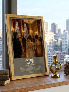 Bride to Be bookish print framed by window – literary home decor
