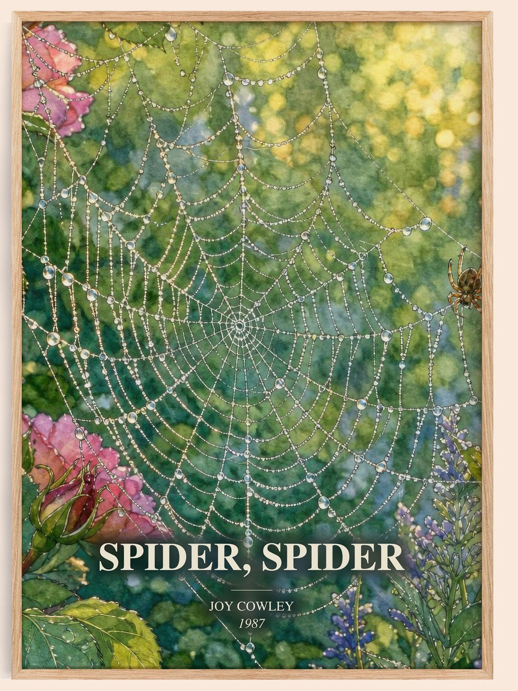 Spider, Spider watercolour book poster by Joy Cowley – framed literary art print