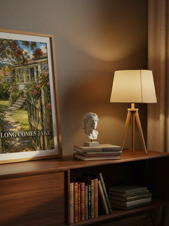 Along comes Jake watercolour print on bookshelf – Joy Cowley fan gift