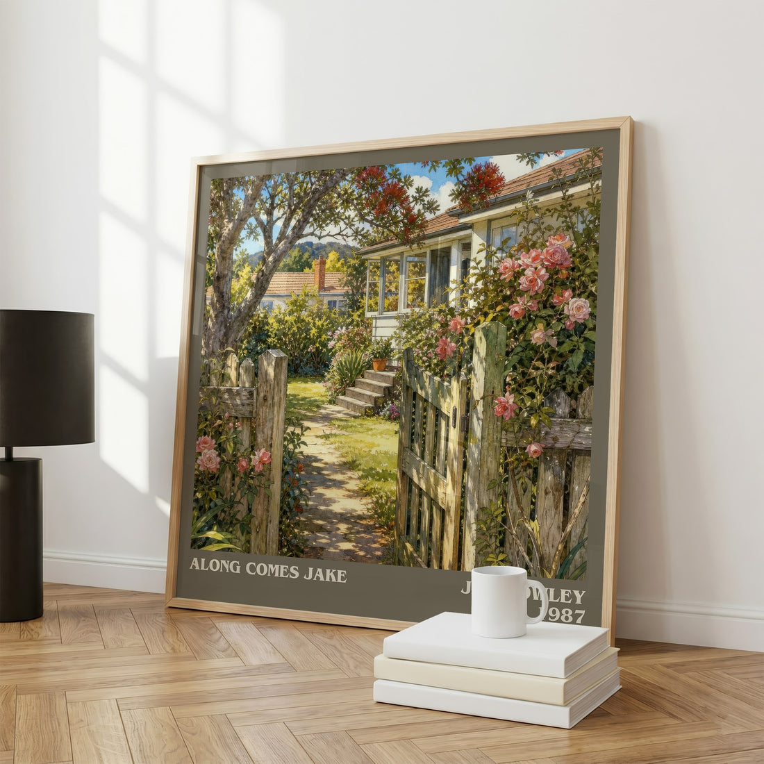 Along comes Jake literary print framed by window – literary home decor