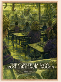 The cafeteria lady from the black lagoon watercolour book poster by Mike Thaler – framed literary art print