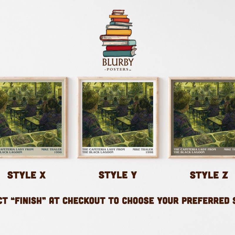 The cafeteria lady from the black lagoon literary print in frame leaning in hallway – childrens wall art