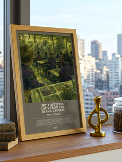 The cafeteria lady from the black lagoon bookish print framed by window – literary home decor