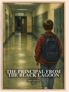 The Principal From the Black Lagoon watercolour book poster by Mike Thaler – framed literary art print