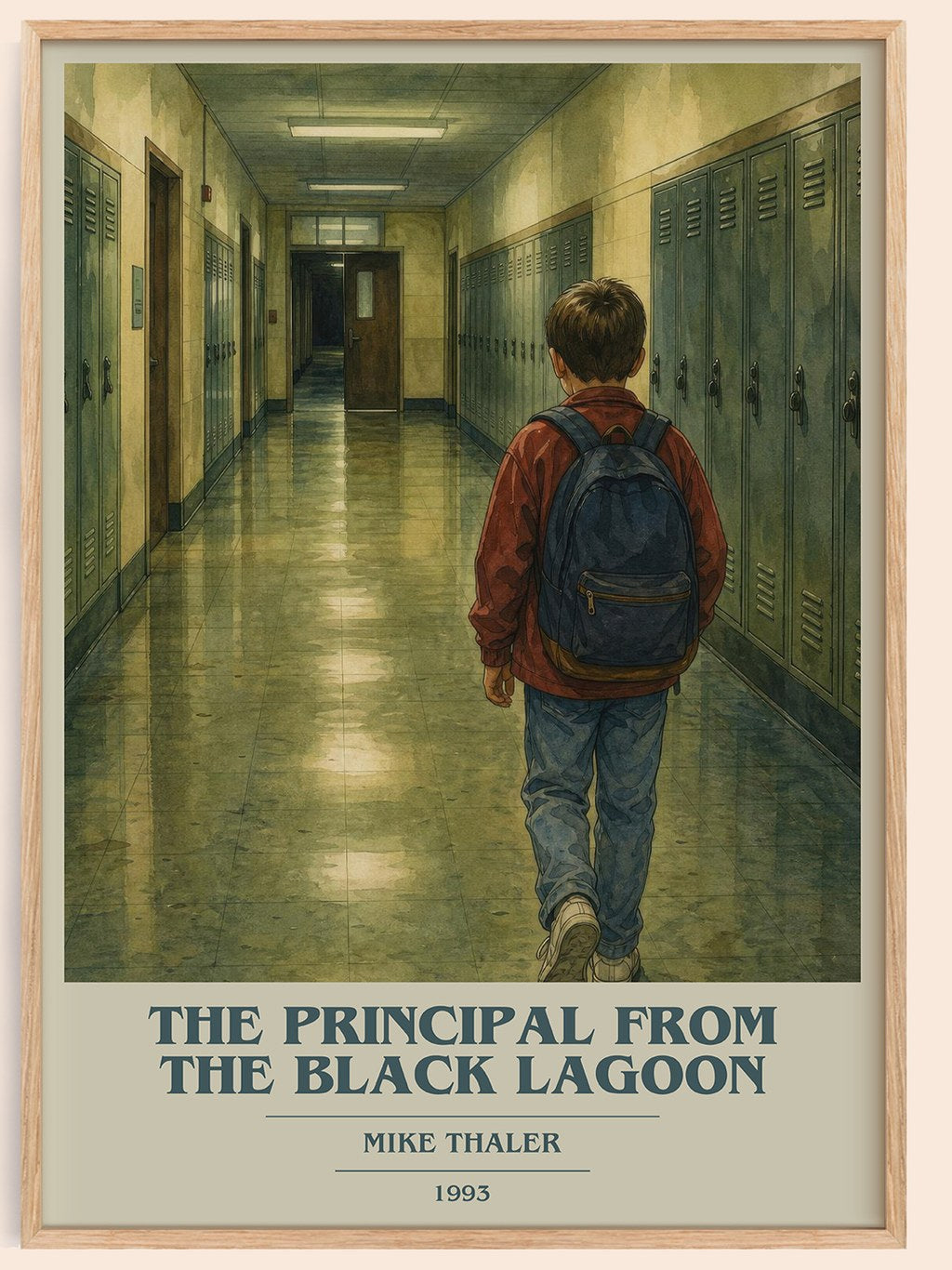 The Principal From the Black Lagoon book cover book poster by Mike Thaler – framed literary art print