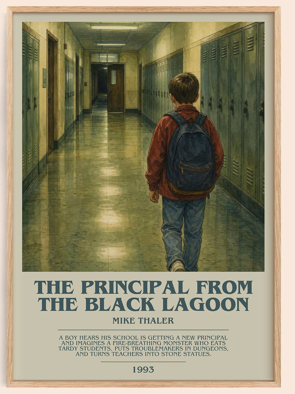 The Principal From the Black Lagoon bookish book poster by Mike Thaler – framed literary art print