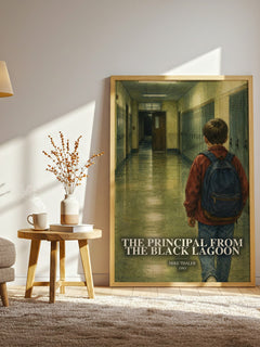 The Principal From the Black Lagoon watercolour print in frame leaning in hallway – childrens wall art
