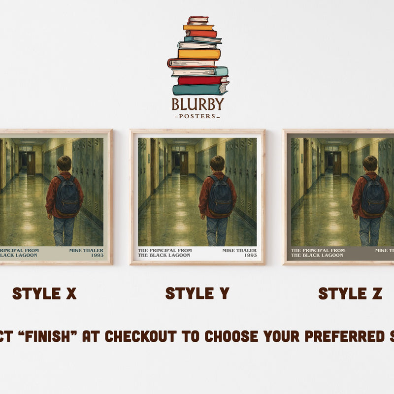 The Principal From the Black Lagoon literary print in frame leaning in hallway – childrens wall art