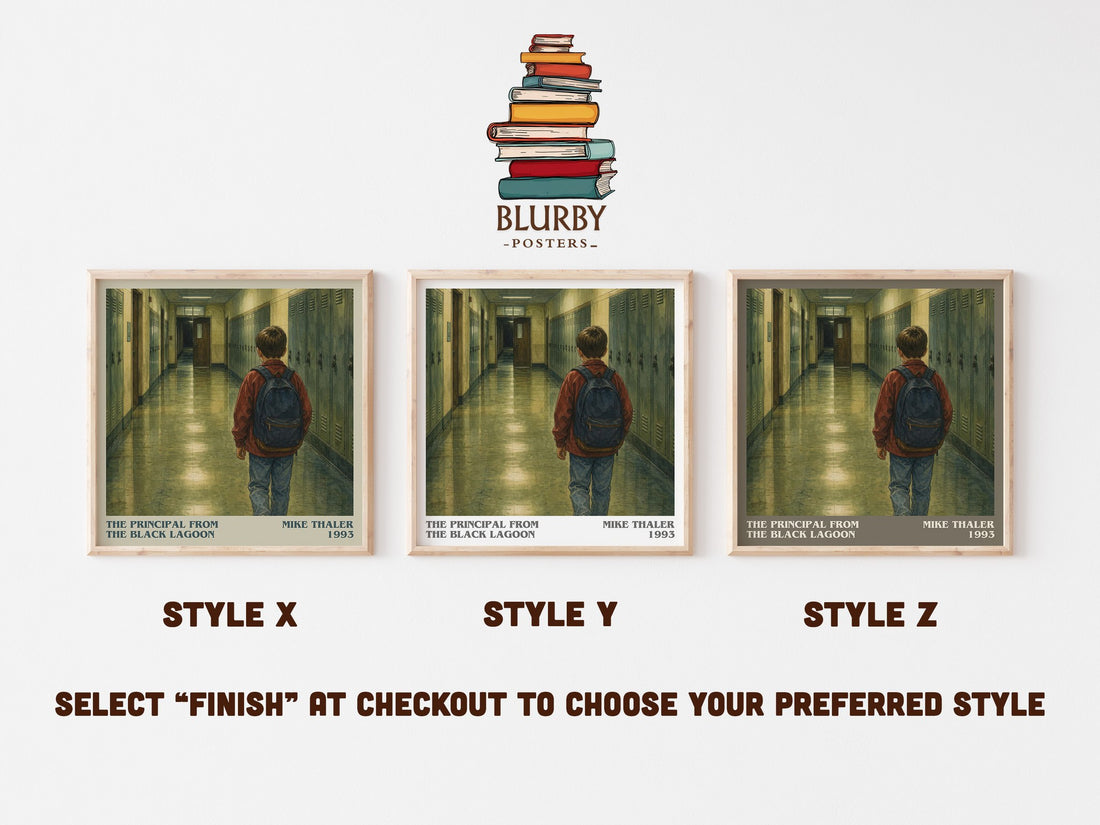 The Principal From the Black Lagoon literary print in frame leaning in hallway – childrens wall art (mockup)