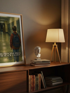 The Principal From the Black Lagoon watercolour print on bookshelf – Mike Thaler fan gift