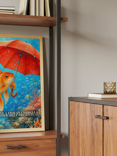 Never give a fish an umbrella and other silly presents book watercolour illustration paper finish options – matte satin gloss