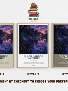 Black Lagoon favorites bookish print in frame leaning in hallway – childrens wall art