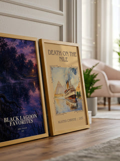 Black Lagoon favorites watercolour print framed by window – literary home decor