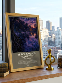 Black Lagoon favorites bookish print framed by window – literary home decor