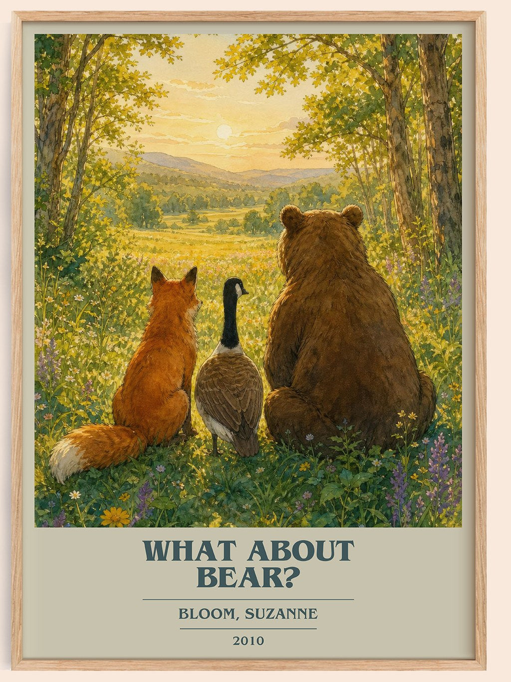 What about Bear? book cover book poster by Bloom, Suzanne – framed literary art print