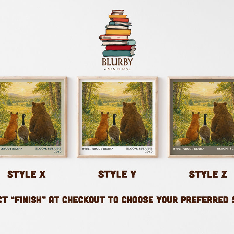 What about Bear? literary print in frame leaning in hallway – childrens wall art