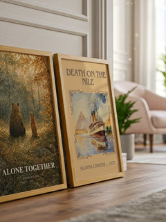 Alone together watercolour print framed by window – literary home decor