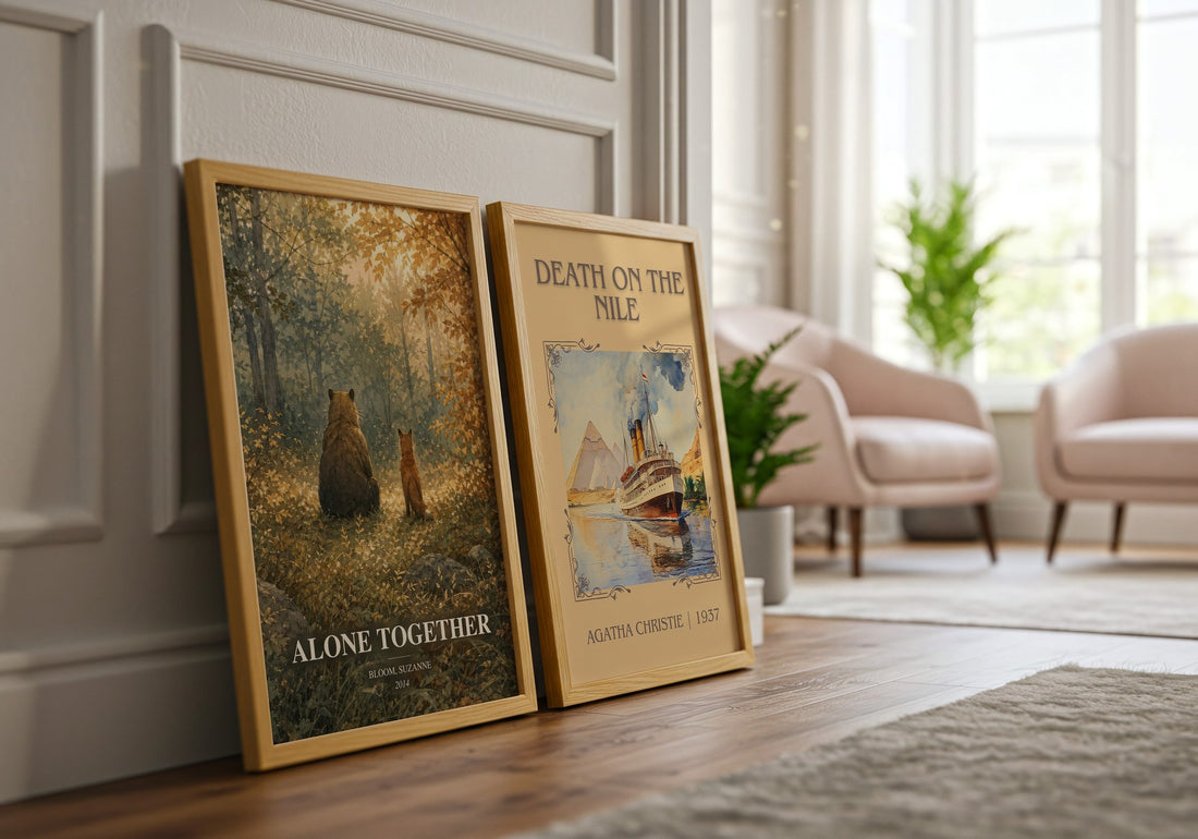 Alone together watercolour print framed by window – literary home decor