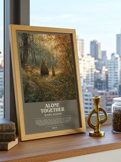 Alone together bookish print framed by window – literary home decor