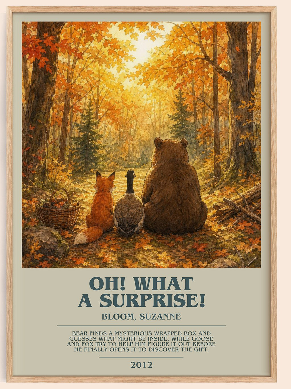 Oh! What a surprise! bookish book poster by Bloom, Suzanne – framed literary art print