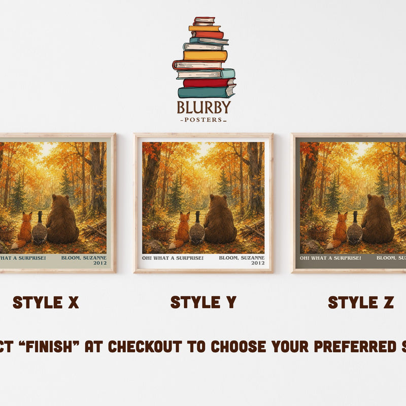 Oh! What a surprise! literary print in frame leaning in hallway – childrens wall art