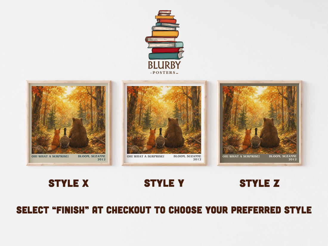 Oh! What a surprise! literary print in frame leaning in hallway – childrens wall art (mockup)