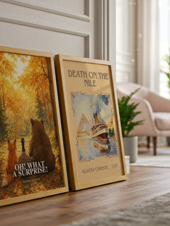 Oh! What a surprise! watercolour print framed by window – literary home decor